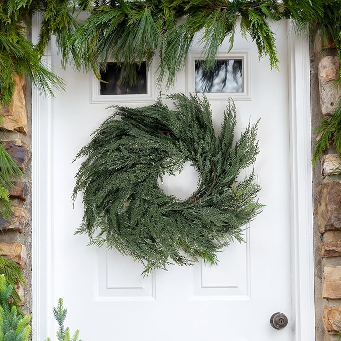 Norfolk Pine Christmas Garland - Real Touch Pine Garland, Green Artificial Greenery Garland for Holiday, Fireplace, Mantle, Window, Stairs, Indoor, Outdoor Décor (180cm - Encrypted A)