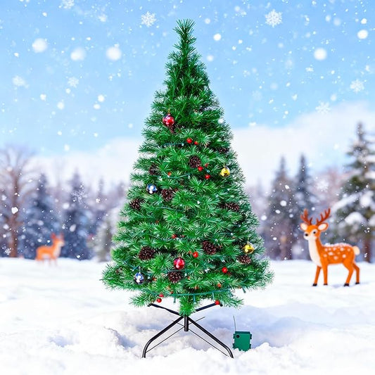4FT Christmas Tree DOLUCKY Battery Operated Arbol de Navidad 8 Modes 70LED Artificial Christmas Trees with Lights Pinecone Haw for Outdoor Paths Gardens Christmas Decorations