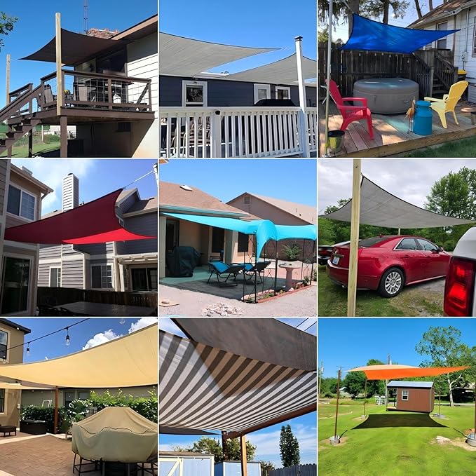 Patio Paradise 12' x 16' Sun Shade Sail Rectangle Canopy Patio Cover Sunlight Block Awning Heavy Duty Commercial Grade for Backyard Lawn Garden Outdoor Activities, Gray