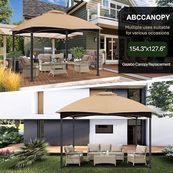 ABCCANOPY Riplock Gazebo Replacement Canopy Top for Lowe's Allen Roth #GF-12S004B-1, Beige
