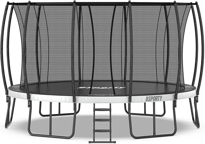 Trampoline Outdoor 10FT 14FT 16FT with Enclosure, 6 Reinforced U-Shaped Legs with Center Support, ASTM Approved, Recreational Trampoline for Kids and Adults