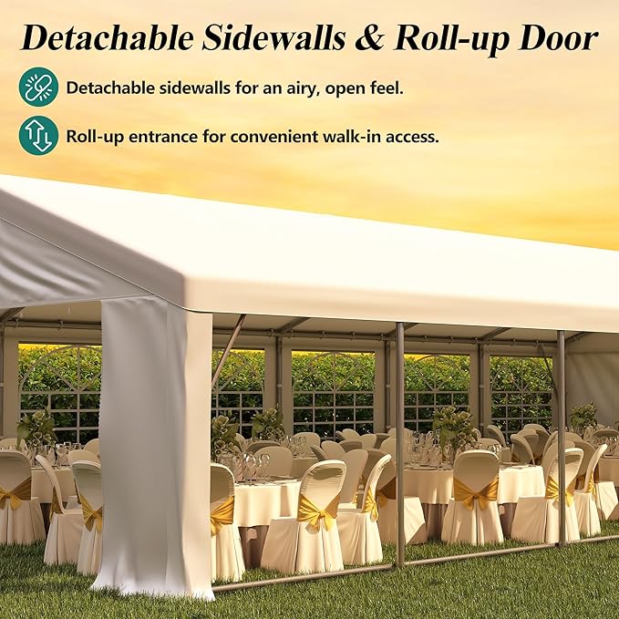 GARTOO 20' x 40' Canopy Party Tent - Heavy Duty Outdoor Wedding Gazebo with 4 Sand Bags, Event Shelter Canopy for Outdoor Event, Wedding, Birthday Party