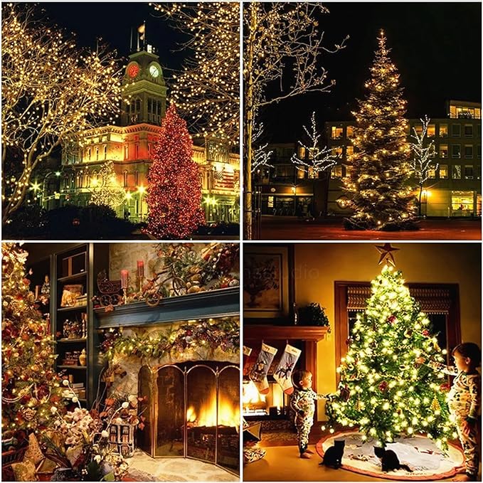 100-Count Warm White LED Christmas String Lights, 35 Ft Brown Wire, UL Certified Connectable, Mini Xmas Lights Outdoor or Indoor