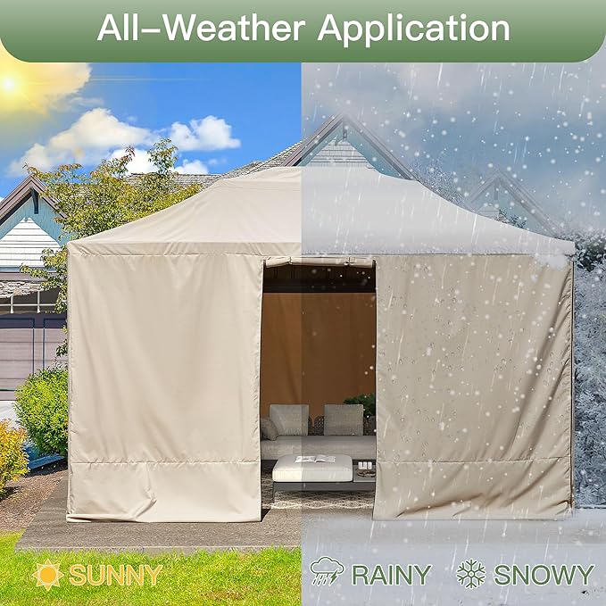 MELLCOM Winter Gazebo Cover for 10×13 Hardtop Gazebo, Accessories for All Seasons, with Mesh Screens and Doors and Windows