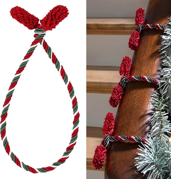Haute Decor Decorative Twist Ties, 6 Pack, 20 inches (Red/Green/White) - Hang Garland, Lights, Decorations