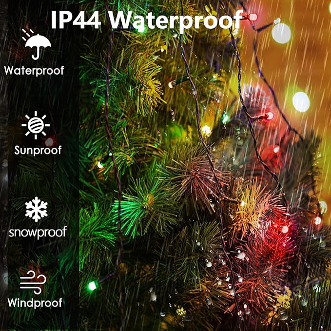 Easy Christmas Tree Lights Indoor Outdoor, 420 LED Christmas String Lights 6.6FT x 12 Lines with 8 Modes & Timer, Waterproof Twinkle Lights Plug in for 6FT Xmas Tree Christmas Decoration (Red & Green)