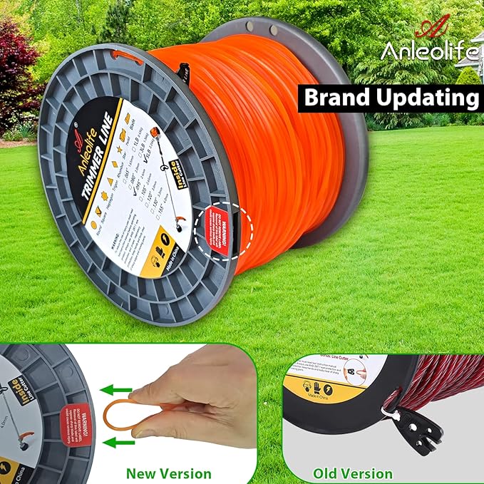 A ANLEOLIFE 5-Pound Heavy Duty Square .155-Inch-by-442-ft String Trimmer Line in Spool, with Built-in Line Cutter