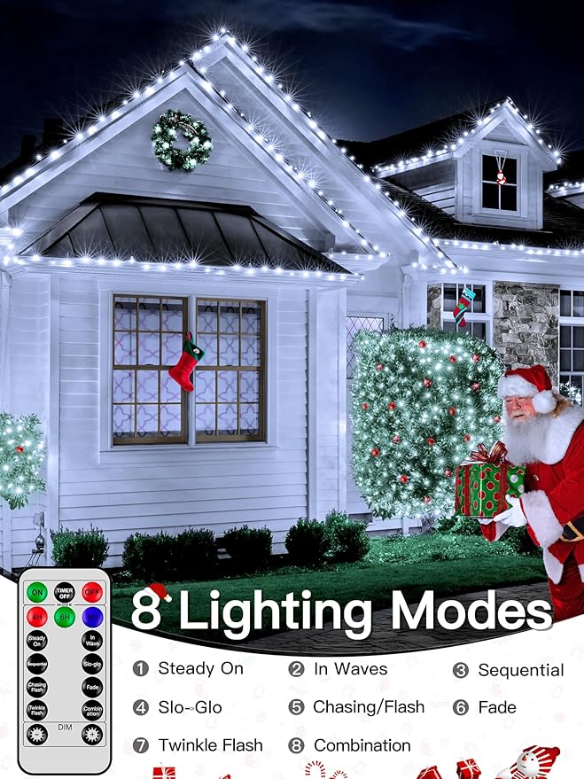 Christmas Lights Cool White, 1000LED 328FT Christmas Tree Lights IP67 Waterproof, Plug in Fairy Lights with Remote 8 Modes Timer, Xmas Light for Outdoor Indoor House Holiday Decor