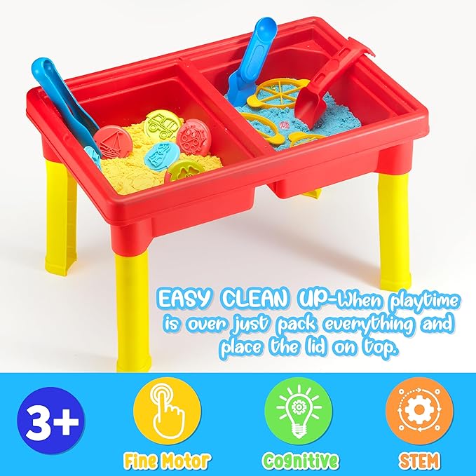Sensory Table with Sands, Sand & Water Play Table for Kids£¬Indoor and Outdoor Activity Table, Sensory Bin Toys for Toddlers 3 4 5 6 7£¬17x11.5x10.2 Inches