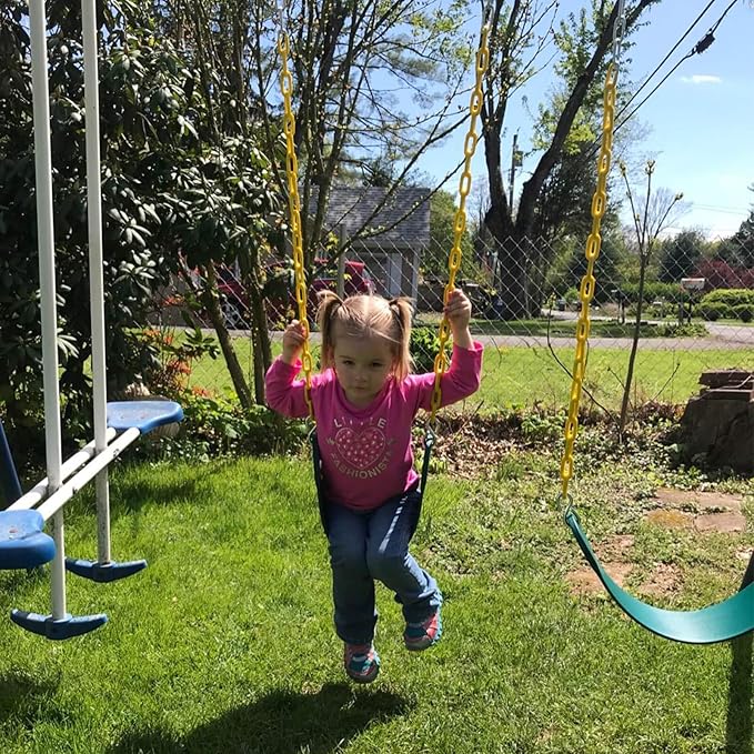 Orgrimmar 2 Pack Swing Seat for Kids Heavy Duty 66¡± Chain Plastic Coated Outdoor Playground Swing Set Accessories Replacement with Snap Hooks (Green)