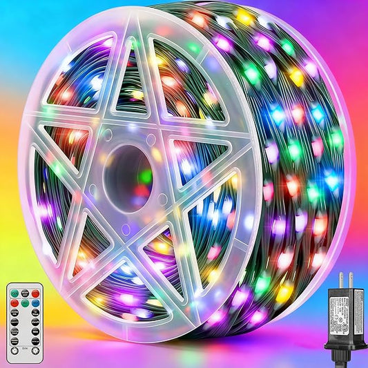 Brightever 360FT 1100 LED Christmas Lights with Remote, IP67 Waterproof Plug-in Christmas Tree Lights - 8 Modes & 3 Timers, Dimmable Outdoor String Light for House Yard Xmas Decorations (Multicolor)