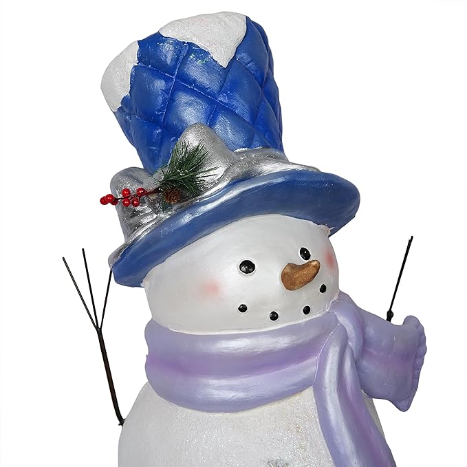 Alpine Corporation SKY558L, Lavender White Let It Snow Snowman Statue with Fading LED Lights, Large Over 3 Feet Tall - Indoor/Outdoor Winter Décor, Christmas Decoration