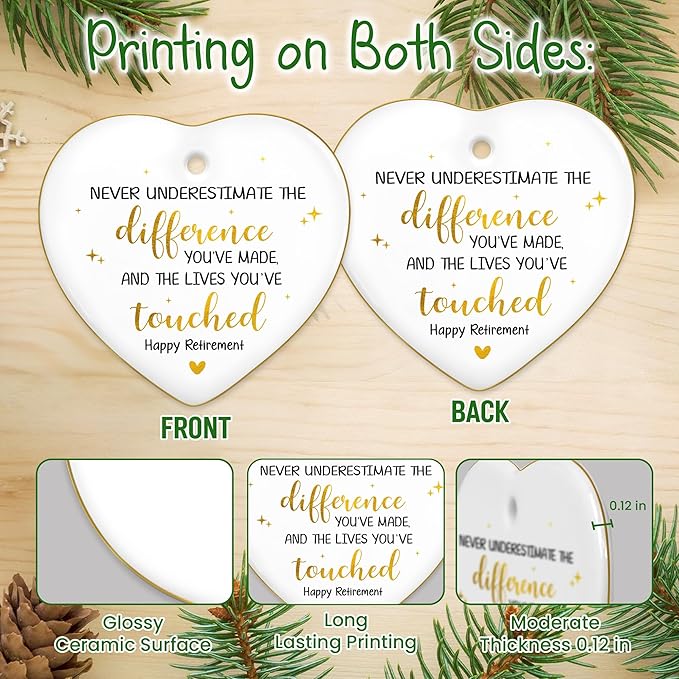 OASSIE Christmas Retirement Gifts for Woman Men - 2025 Ceramic Christmas Tree Ornaments - Thank You Appreciation Farewell Gifts for Coworker Employee Boss Friend