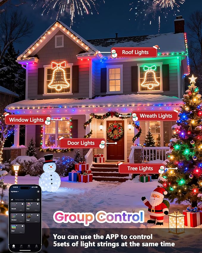Smart Color Changing Christmas String Lights, 107FT 300LED App Control RGB LED String Lights with Remote & Timer, Waterproof Twinkle Christmas Tree Lights Indoor Outdoor Holiday Xmas Tree Decorations