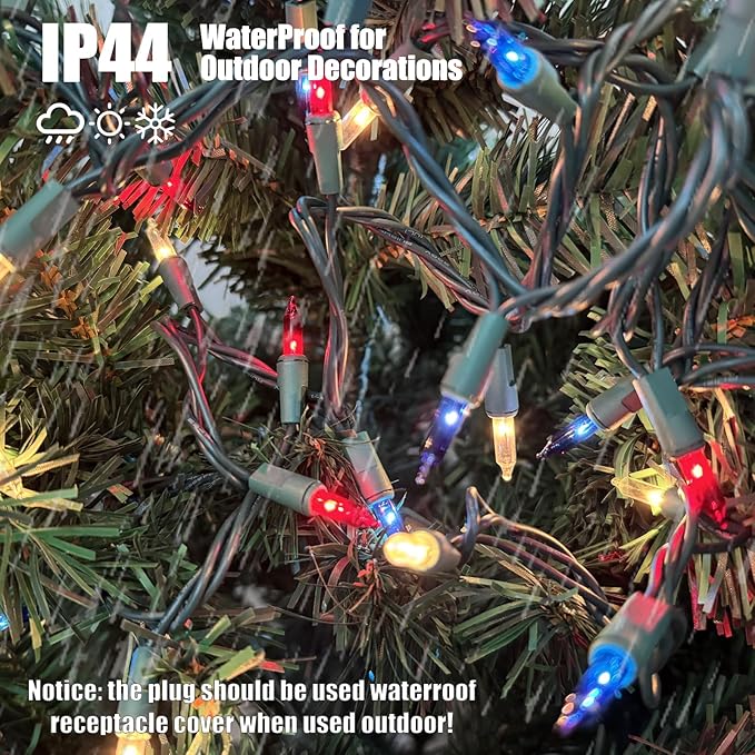 Red White Blue 4th of July Patriotic Day Decorations Lights 100 Count Mini String Lights with Green Wire for Outdoor Indoor Christmas,Holiday,Party, Independence Day Decor,UL Certified (21feet)
