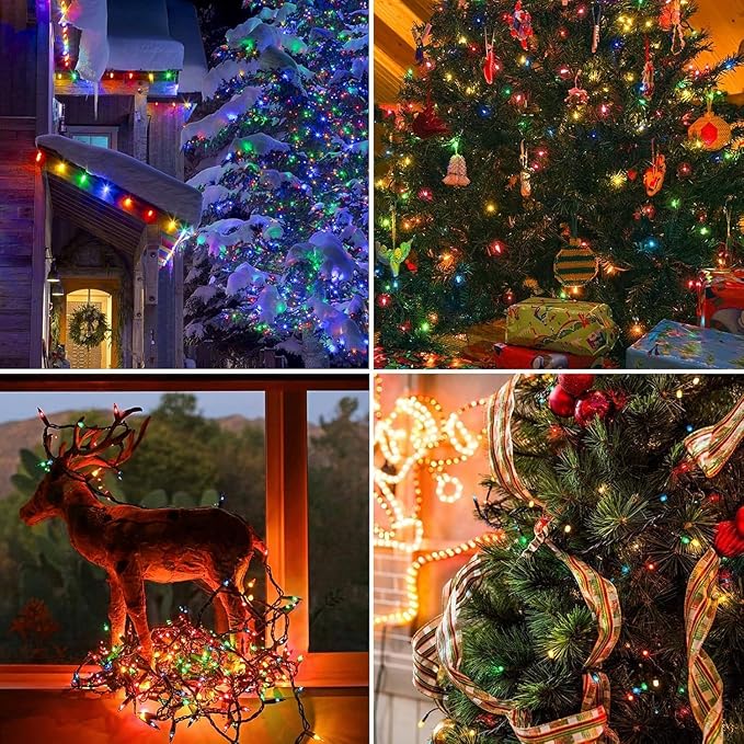 Extra Long 264Ft 800 LED Christmas Lights with Timer, Green Wire Fairy Starry String Lights Plug in, 8 Modes and Memory, forIndoor Outdoor Xmas Tree Wedding Party Decoration,Multicolor
