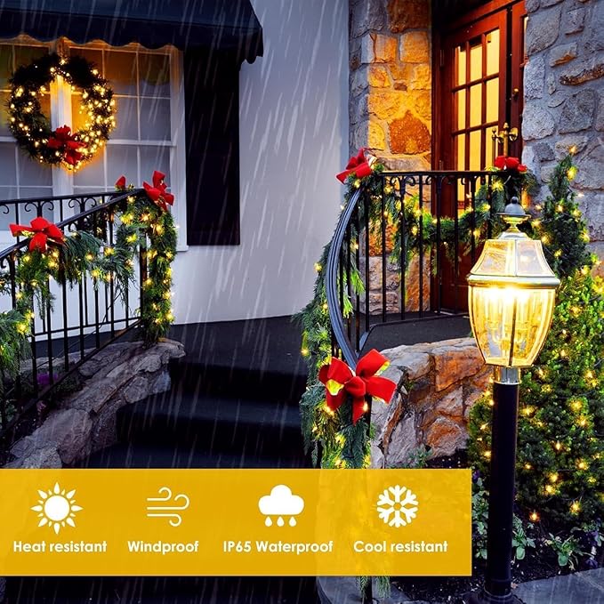 6 Pack 270FT Solar Christmas Lights Outdoor Waterproof, Super Bright 480 LED Solar String Lights with 8 Lighting Modes, Green Wire Solar Twinkle Tree Lights for Outside Xmas Party(Warm White)