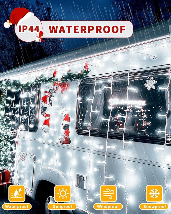 Christmas Lights String Outdoor Indoor, 1200 LED 403FT Cold White Xmas Tree Decorations Lights, Plug in Twinkle Fairy Light with Remote Timer Dimmable for Room Yard Holiday Party Wedding Camping Decor