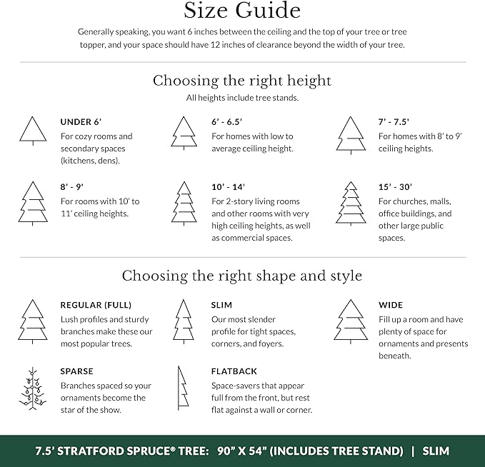 Balsam Hill Stratford Spruce - Slim Artificial Christmas Tree with True Needle Foliage & Premium Stand for Small Spaces, Unlit, 7ft 6in