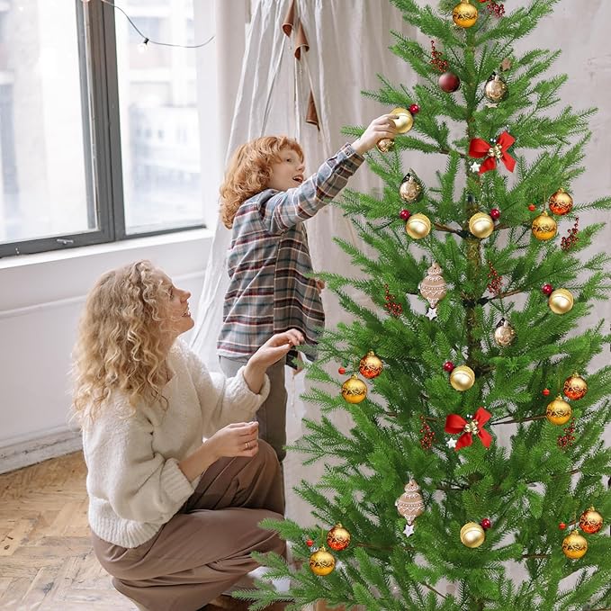 5FT Artificial Norfolk Christmas Tree, Slim Christmas Tree UV Resistant for Outdoor & Indoor Use Holiday Christmas Decor