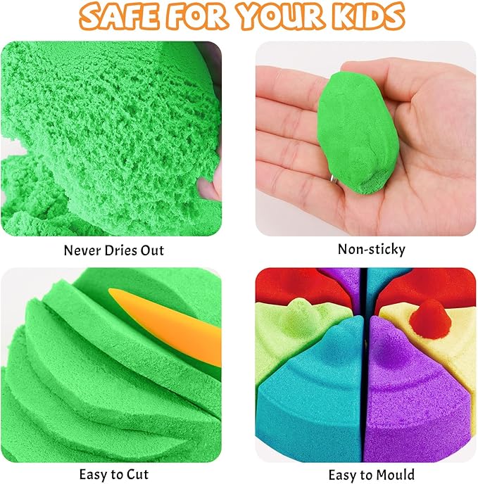 NiToy FlexiSand Value Pack Colored Moldable Self-Sticking Sand, Never Dries Out Fun for 3 Years and Up Kids, Bulk Refill for Sensory Sand Box Toys, Ideal for Shaping and Molding (11lbs, Green)