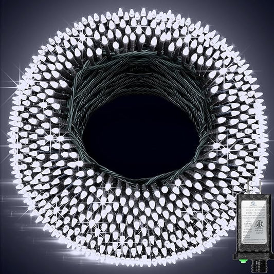 340 LED 90FT Christmas String Lights Outdoor, 12 Pro Modes and Timer Memory & Brightness, Plug in Waterproof Dark Green Wire Twinkle Light for for Xmas Yard Tree Wedding Party Decor (Cool White)