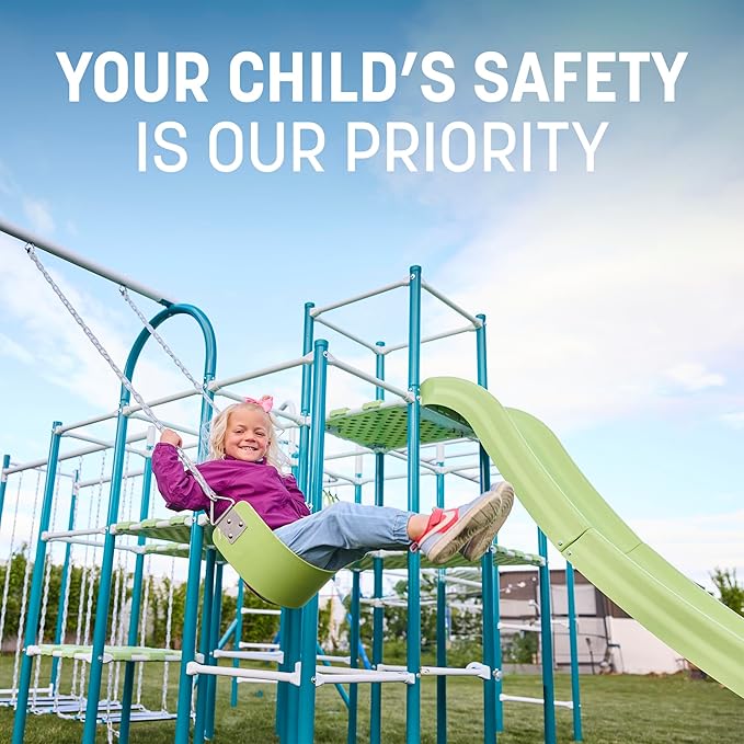 Modular Jungle Gym Set for Kids by ACTIVPLAY, Outdoor Playset, Swing, Slide, Rust Resistant, No Pinch Joints, Adjustable Platforms with Safety Grooves, Heavy Duty Metal Frame