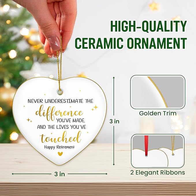 OASSIE Christmas Retirement Gifts for Woman Men - 2025 Ceramic Christmas Tree Ornaments - Thank You Appreciation Farewell Gifts for Coworker Employee Boss Friend