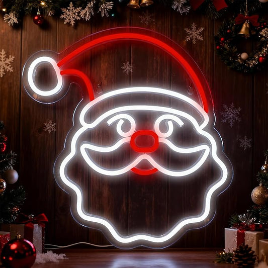 Christmas Home Decor Santa Claus Neon Sign Led Neon Christmas Lights Ornaments Tree Decorations Outdoor Neon Signs for Wall Decor USB Powered Led Neon Signs for Room Decoration