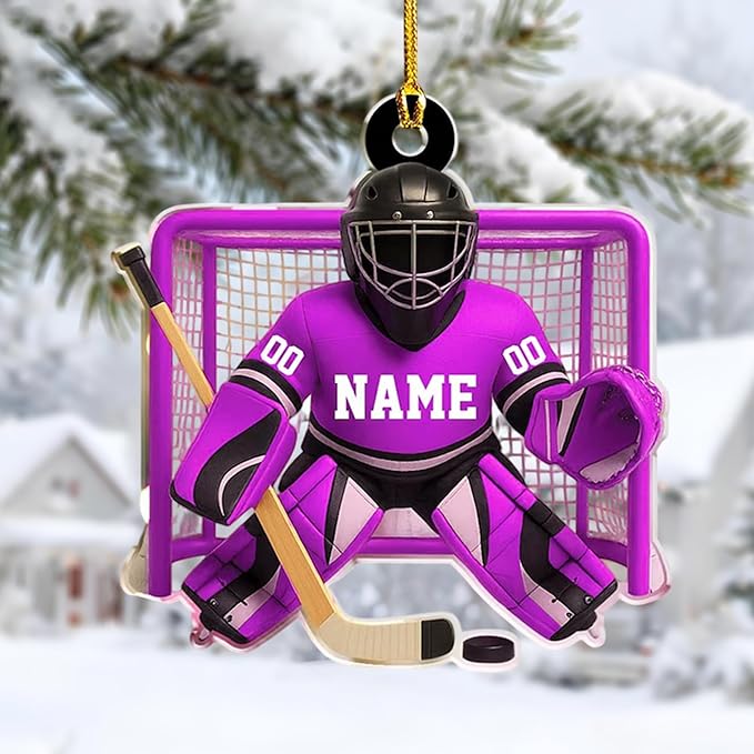 Custom Hockey Player Christmas Ornament 2025, Personalized Ice Hockey Players Ornaments, Custom Name and Number, Sport Lovers Gifts, Christmas Tree Decoration 3