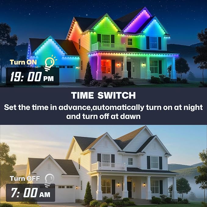 Permanent Outdoor Lights, 100ft Smart Eave Lights with 72 LED Lights, IP67 Waterproof, App Control, Outdoor String Lights, DIY RGB+IC Outdoors Light for House Christmas Decorations, White