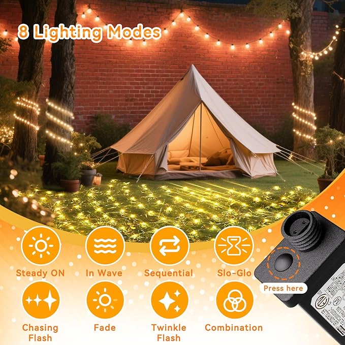 LitHome 21ft x 5ft Christmas Net Lights, 360 LED Mesh Fairy String Lights with 8 Modes, Connectable Plug in Waterproof Mesh Lights for Bushed,Trees,Yard,Patio,Garden Decorations(Warm White)