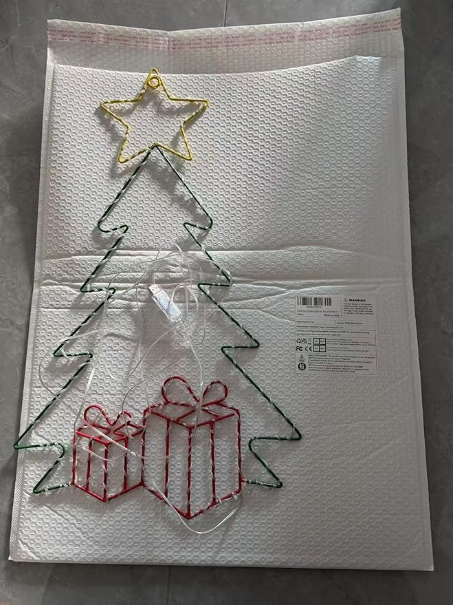 2Ft Large Christmas Tree LED Light With Timer - Window Silhouette Decoration for Indoor Outdoor, Wall Hanging