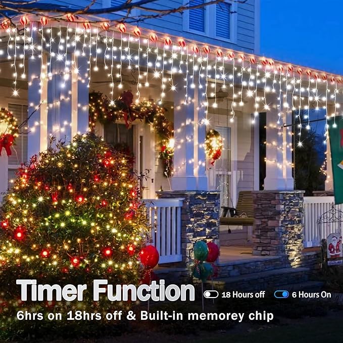 164FT Christmas Lights Outdoor Decorations 1512LED Fairy String Light 12 Lighting Modes with Timer Memory Waterproof Christmas Light for Yard Roof Party Holiday Wedding Garden Decor