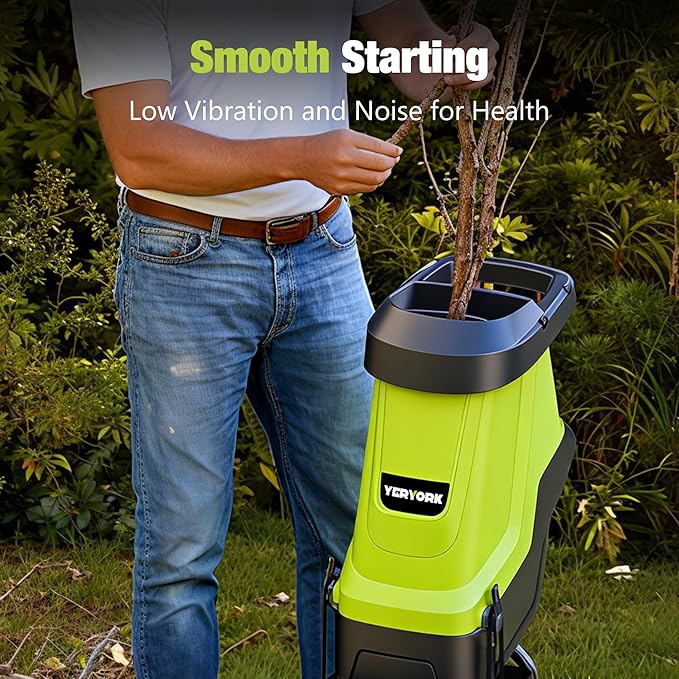 Wood Chipper, 15-Amp 1.8 Cutting Diameter Electric Wood Chipper & Shredder with 50L Collection Bag, Efficient Mulcher for Easy Clean up Ideal for Yard Waste and Branches
