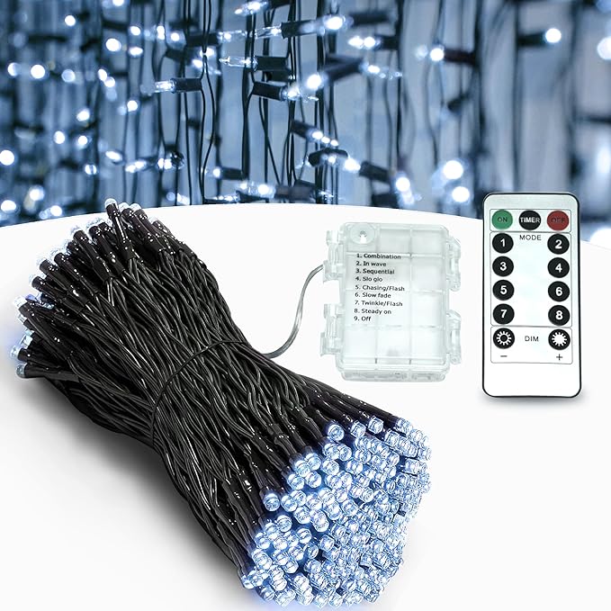 Battery Remote Control String Lights, Christmas Lights 100 LED Clear Mini Lights for Christmas Tree Wedding Indoor Outdoor Wreath Party Garden Thanksgiving Decoration, 36ft Waterproof