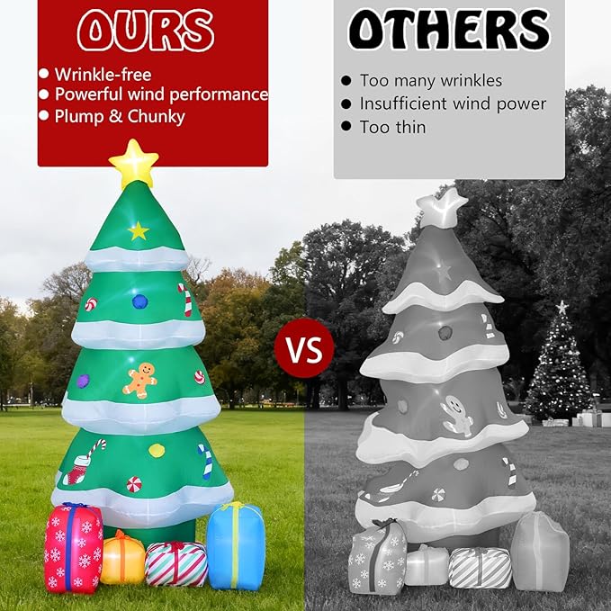 10FT Christmas Tree Inflatables, Inflatable Christmas Decorations, Blow Up Holiday Decor for Outdoor Yard, Lawn, Backyard, Home