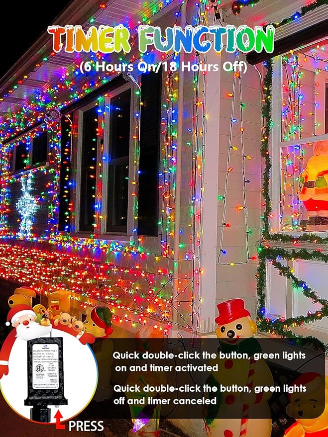 240 LED C6 Christmas Lights Outdoor, 78FT Super Long Christmas String Lights with 13 Modes & Timer, Waterproof Fairy Twinkle Light Plug in for Indoor Tree Garden Party Xmas Decorations (Multicolor)