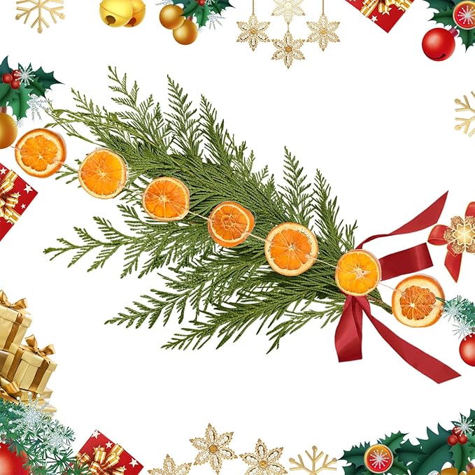 Christmas Decorations, 3 Pcs 10ft Dried Orange Slice Christmas Garland, Rustic Orange Garland for Mantle Front Door Fireplace Home Wall Doorway Window Christmas Tree Porch Farmhouse Indoor Decor