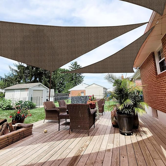 Patio Paradise 6' x 6' x 6' Sun Shade Sail Triangle Canopy Shade Cloth Fabric Sunlight Block Patio Pergola Cover HDPE Deck Awning for Outdoor Backyard Roof Shading, Brown