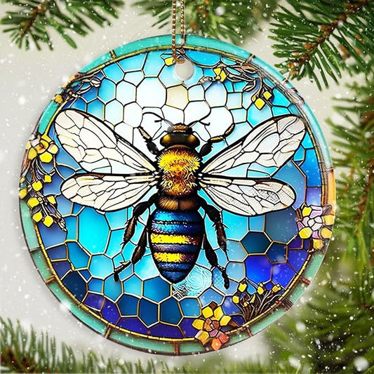 Christmas Bee Keepsake Ornament - Bee Lovers Gifts - Animal Lovers Ornaments