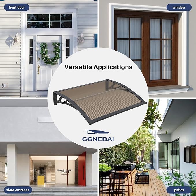 Awning for Door Entrance,40x40 Inches Window Awnings for Doors Canopy Polycarbonate Cover Patio Door Awning UV Rain Snow Sunlight Protection Hollow Shee