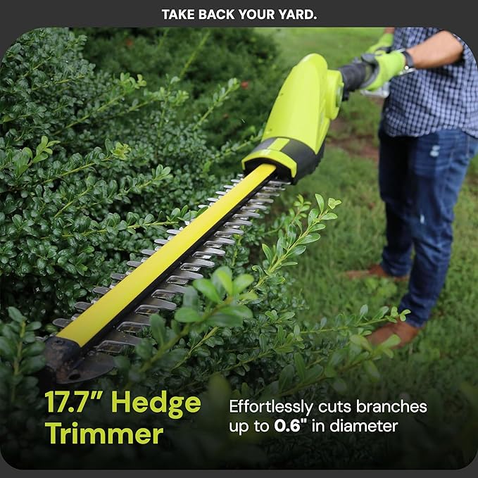 Sun Joe Cordless Lawn Care System, Grass & Hedge Trimmer Combo Power Tool Kit with 8¡± Pole Saw, Batteries & Charger - Heavy-Duty Trimming Machine Set for Lawn, Yard & Gardening Care, IONMAX GTS4002C