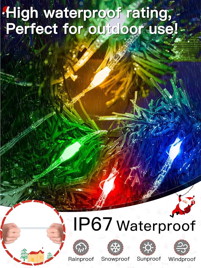 Christmas Lights Outdoor 800LED 262FT, Multicolor Fairy Lights IP67 Waterproof, Plug in String Light with Remote 8 Modes Timer, Xmas Light for Outside Indoor House Tree Decorations