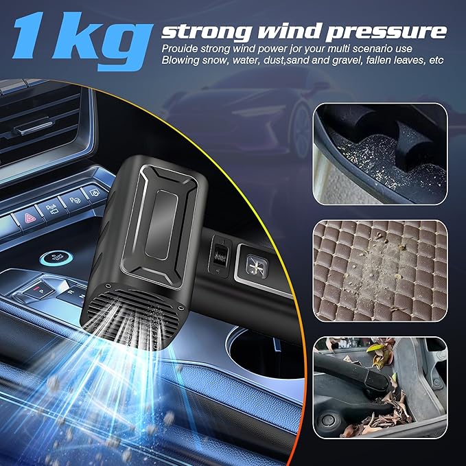 SELFIE CAT 60000RPM Cordless Turbo Dryer Blower for Car, 750W & 64MM Duct Handheld Leaf Blower with Battery, 2.09LB Lightweight Leaf Blowers for Indoor Outdoor Sweeping Patio Lawn Careand Car Drying