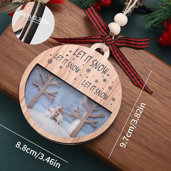 Tesuivra Christmas Tree Decorations Personality - Funny Brown Hanging Ornaments Set - Wooden Bear Santa Snowmen Home Indoor Decor - Uncommon Red and White Themed Xmas Ornaments for Holiday Decorating