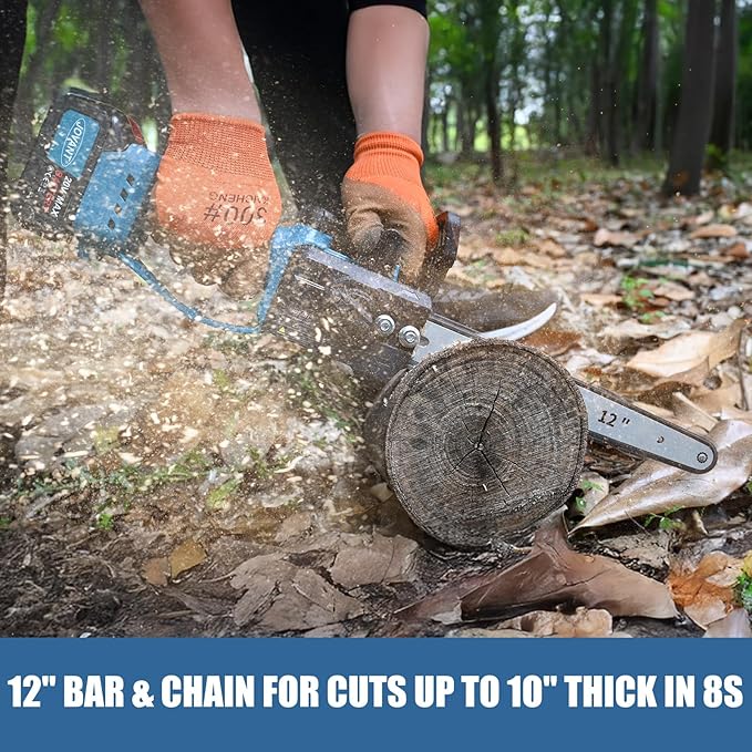 12 Inch Electric Chainsaw Cordless, 20V Battery Powered Cordless Chain Saw, Chainsaw with 1 * 4.0Ah Battery and Charger for Wood Cutting, Tree Trimming and Branch Pruning
