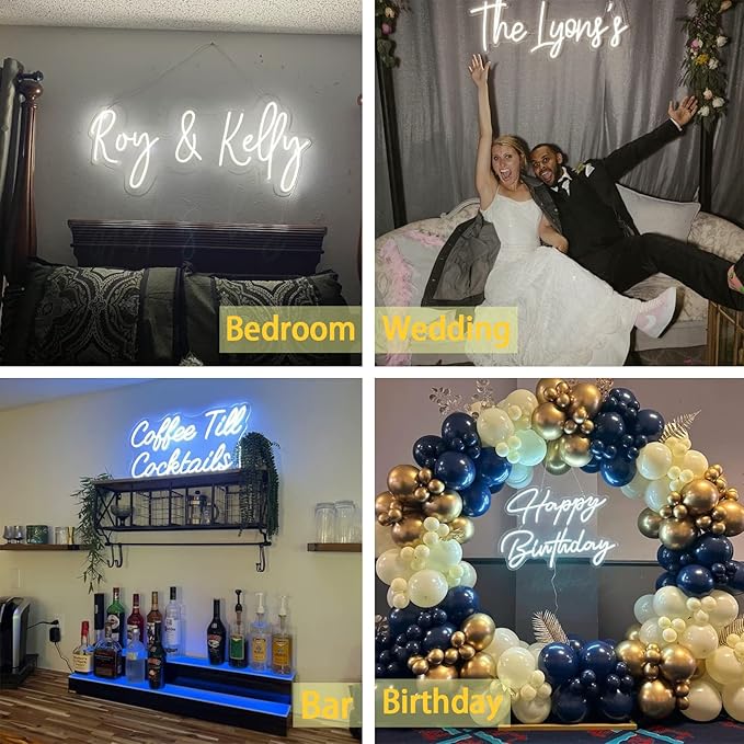 Personalized Neon Signs, LED Customized Neon Sign for Wall Decor, Battery Operated Personalized Dimmable Neon Name Signs, Large Custom LED Light for Bedroom Wedding Party Bar Business Birthday Gift