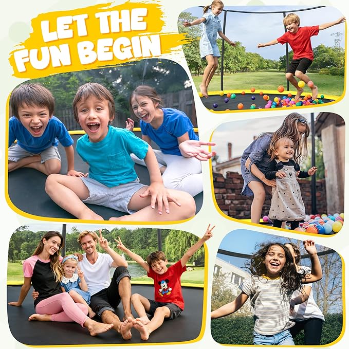 Trampoline 8FT 10FT 12FT 14FT 15FT 16FT, Recreational Trampolines with Enclosure Net and Ladder, Outdoor Anti-Rust Trampolines for Kids and Adults, ASTM Approved