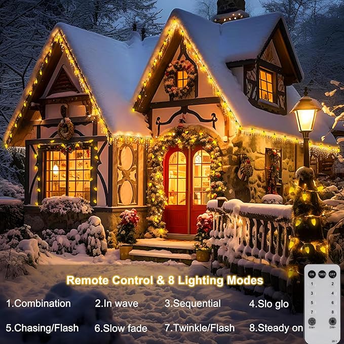 ZAIYW C9 Christmas Lights String, 66ft 100 LED Strawberry String Lights UL Plug C9 String Lights Green Wire Waterproof for Outdoor Roof Eaves Garden Yard Xmas Decor (Warm White)